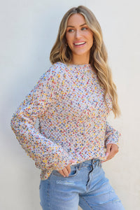 Confetti Knit Popcorn Sweater Top