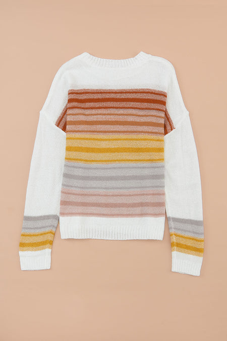 Stripe Long Sleeve Round Neck Sweater