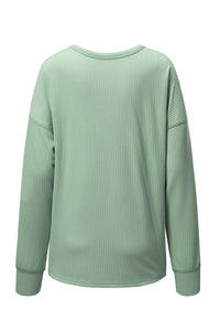 Corded Drop Shoulder Long Sleeve Top