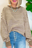 Stripe Loose Drop Shoulder Long Sleeve Top