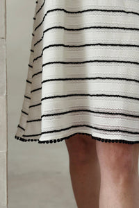 Contrast Lace Trim Striped Knit Slip Dress