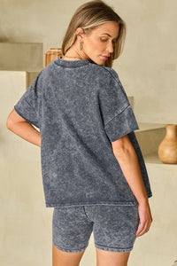 Mineral Washed Oversized T Shirt and Shorts Set
