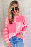 Colorblock Striped High Low Loose Sweater