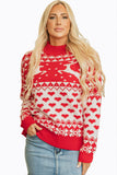 Merry Christmas Reindeer Heart Pattern High Neck Sweater