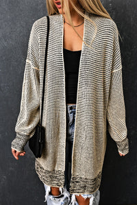 Knitted Long Open Front Cardigan