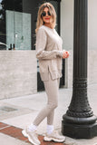 Oversize Slit Sweatshirt Ribbed Leggings Set
