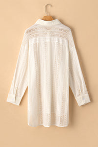 Lace Crochet Collared Tunic Oversized Shirt