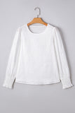 Eyelet Smocked Cuff Sheer Blouse