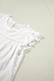 Eyelet Embroidered Ruffled Flutter Sleeve Blouse