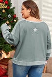 Stars Patchwork Round Neck Plus Size T Shirt