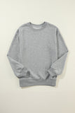 Beige Solid Classic Crewneck Pullover Sweatshirt