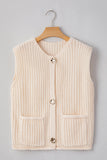 Knit Side Pockets Buttoned Sweater Vest