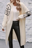 Flower Embroidered Drop Shoulder Open Front Duster Cardigan