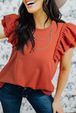 Tiered Ruffled Sleeve Crew Neck T Shirt