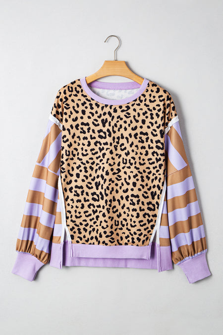 Color Block Leopard Sweatshirt
