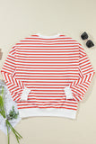 Stripe Drop Shoulder Crew Neck Loose Sweatshirt