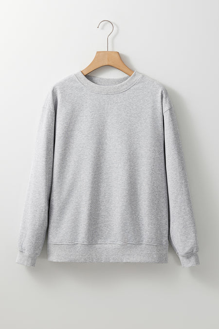 Plain Drop Shoulder Crewneck Pullover Sweatshirt