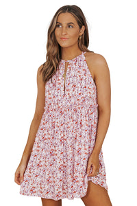 Sleeveless Front Cut-out Backless Floral Dress