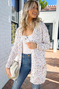 Confetti Rib Knit Long Sleeve Cardigan