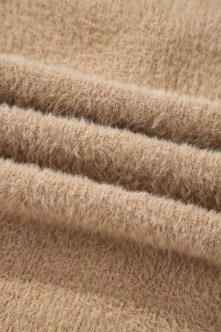 Fuzzy Buttoned Front Midi Solid Cardigan