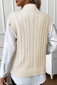 Cable Knit High Neck Sweater Vest