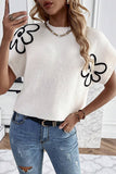 Flower Embroidery Sweater Tee