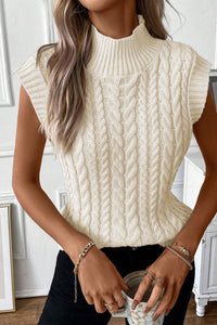 Cable Knit High Neck Sweater Vest