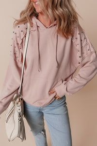 Rivet Stud Raglan Sleeve Hoodie with Pocket