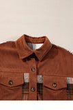 Plaid Corduroy Patchwork Chest Pocket Shacket