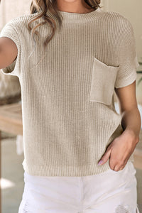 Patch Pocket Short Sleeve Sweater