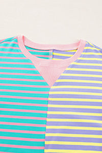 Stripe Casual Stripe Colorblock Drop Shoulder Oversize Sweatshirt