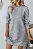 Textured Long Sleeve Shift Dress