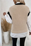 Contrast Trim Round Neck Batwing Sleeve Sweater Top