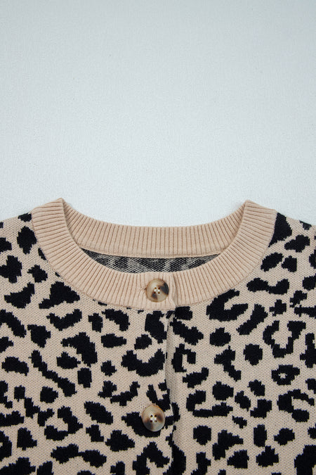 Leopard Chunky Knitted Cardigan Sweater