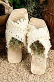 Tassel Woven Crossed Straps Flat Slippers