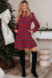 Plaid Half Button Long Sleeve Shirt Mini Dress