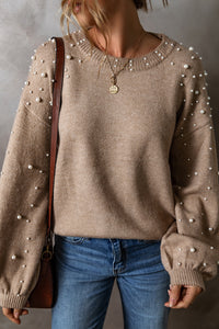 Pearled Drop Shoulder Sweater