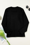 Solid Exposed Seam Crew Neck Long Sleeve Top