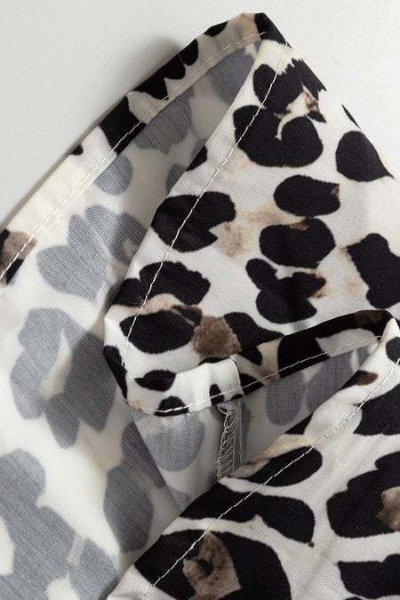 Leopard Print Long Sleeve Flared Dress