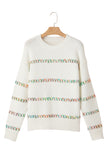 Colorful Crossed Stitch Drop Shoulder Sweater