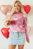 Heart Print Valentines Crew Neck Sweater