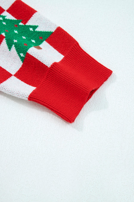 Checkered Christmas Cardigan Sweater