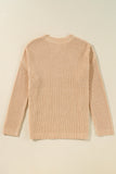 Cable Knit Side Slits Loose Sweater