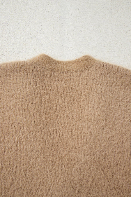 Fuzzy Buttoned Front Midi Solid Cardigan