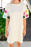 Floral Crochet Splicing Sleeve T Shirt Dress