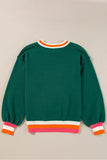 Shimmer Santa Clause Graphic Striped Trim Crew Neck Sweater