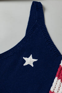 Red Stars and Stripes Flag Pattern Knitted Tank