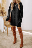 Cable Knit Drop Shoulder Loose Fit Sweater Dress