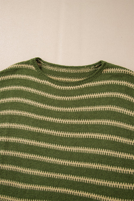 Stripe Drop Shoulder Casual Sweater