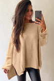 Cable Knit Side Slits Loose Sweater